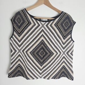 St John Sport By Marie Gray Geometric Patterned Sleveless Blouse Top